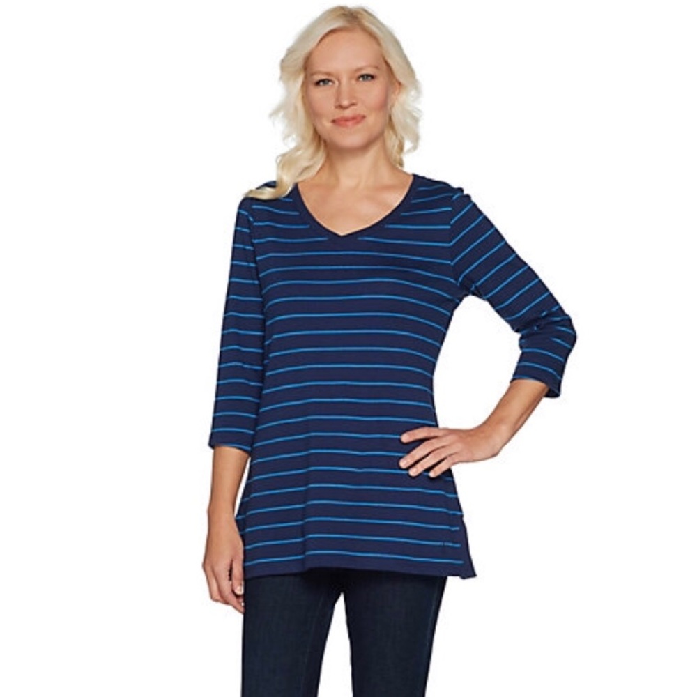 Isaac Mizrahi 3/4 Sleeve Striped Tunic